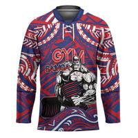 Personalised Samoa Gym Hockey Jersey Muscle Samoan Tribal Waves - Polynesian Pride