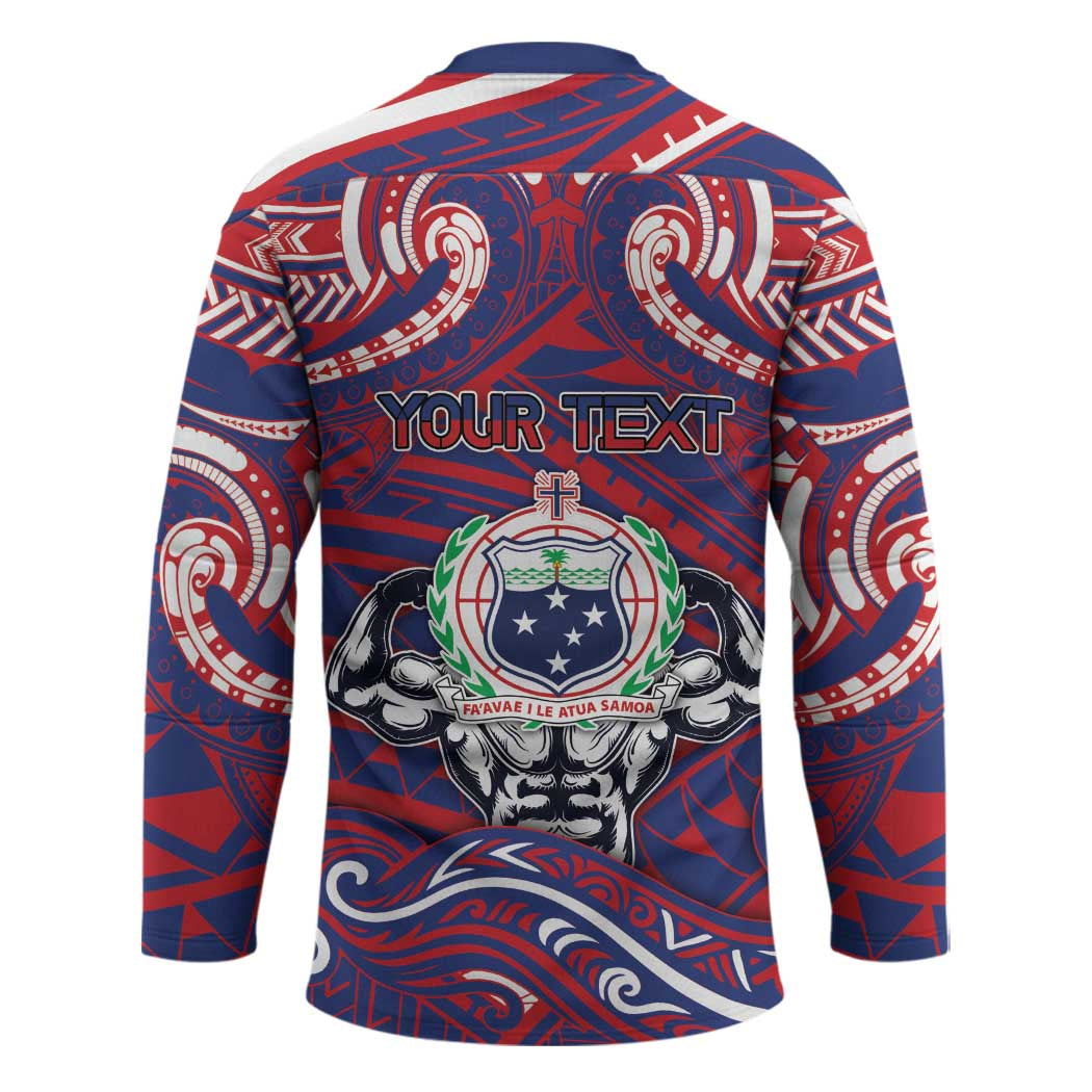Personalised Samoa Gym Hockey Jersey Muscle Samoan Tribal Waves - Polynesian Pride