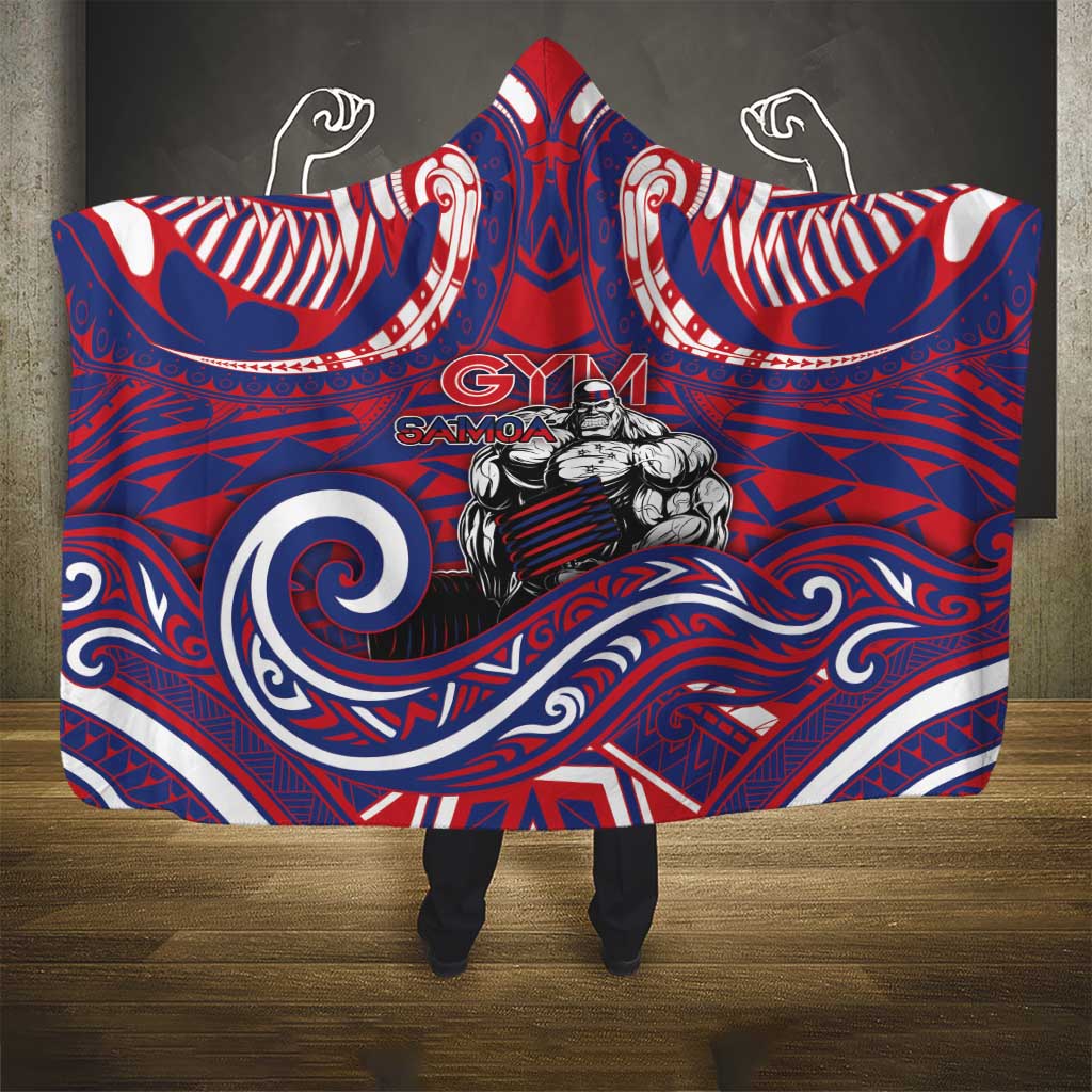 Samoa Gym Hooded Blanket Muscle Samoan Tribal Waves - Polynesian Pride