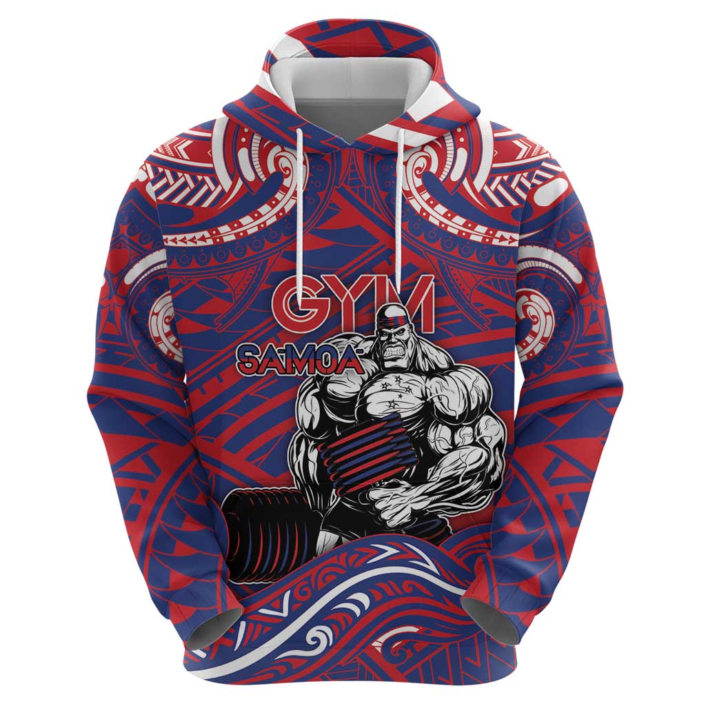 Personalised Samoa Gym Hoodie Muscle Samoan Tribal Waves - Polynesian Pride