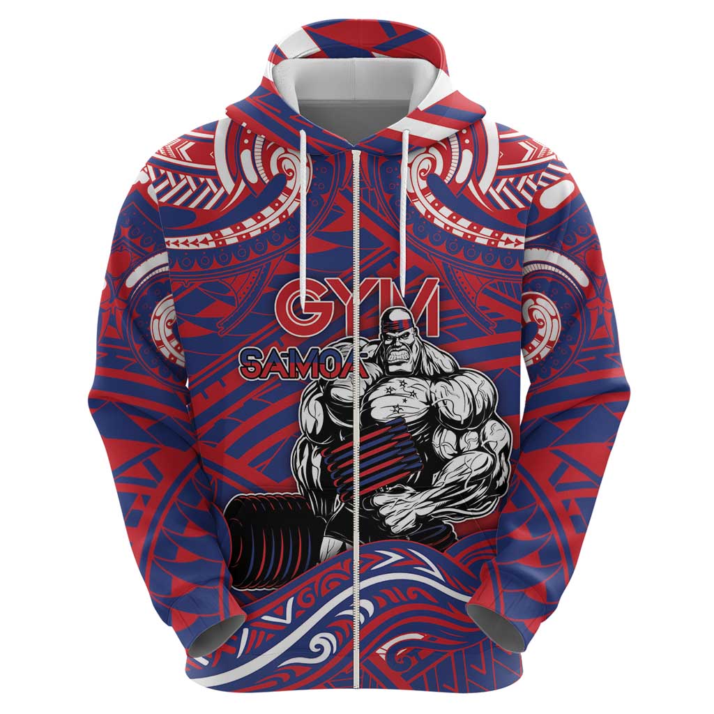 Personalised Samoa Gym Hoodie Muscle Samoan Tribal Waves - Polynesian Pride