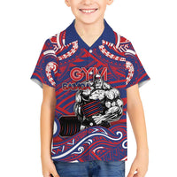 Personalised Samoa Gym Kid Hawaiian Shirt Muscle Samoan Tribal Waves - Polynesian Pride