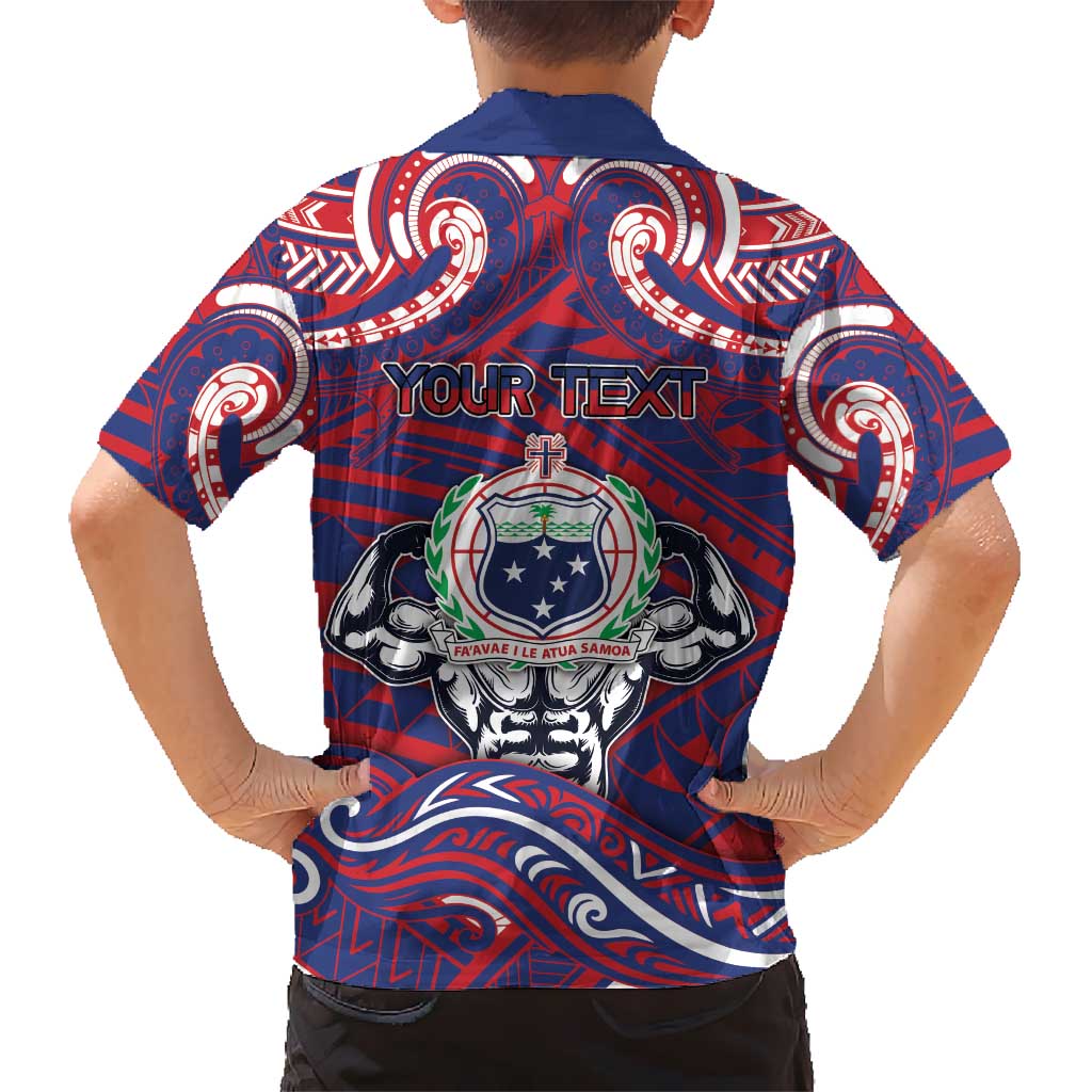 Personalised Samoa Gym Kid Hawaiian Shirt Muscle Samoan Tribal Waves - Polynesian Pride