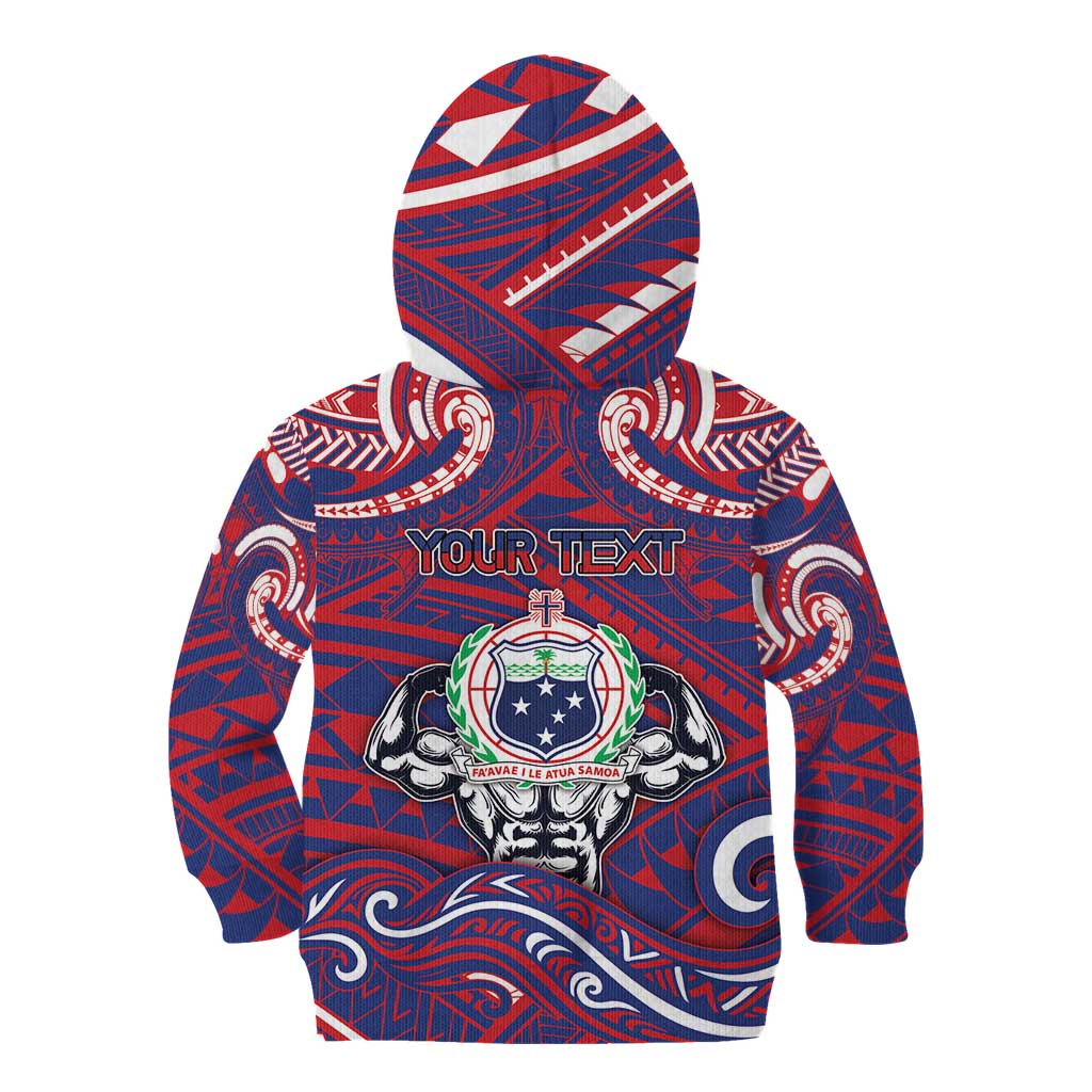 Personalised Samoa Gym Kid Hoodie Muscle Samoan Tribal Waves - Polynesian Pride