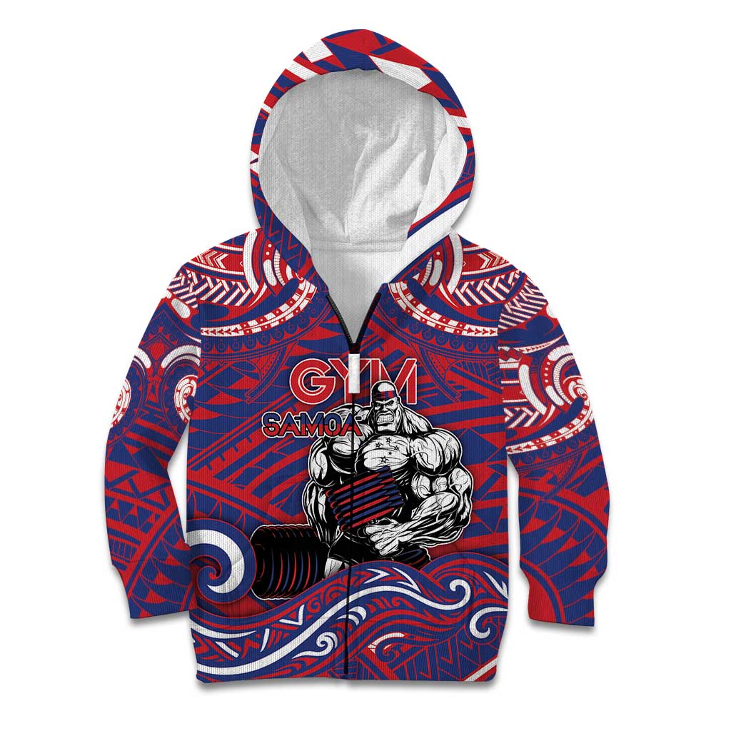 Personalised Samoa Gym Kid Hoodie Muscle Samoan Tribal Waves - Polynesian Pride