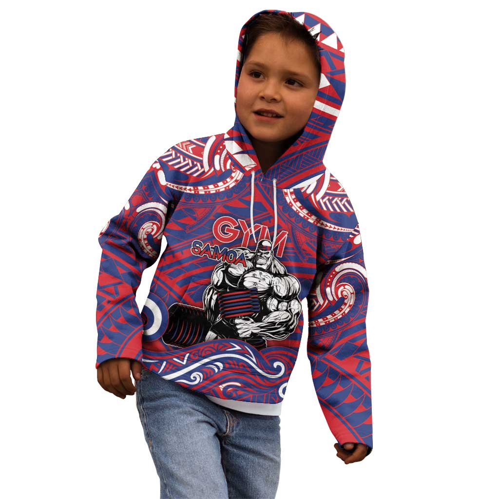 Personalised Samoa Gym Kid Hoodie Muscle Samoan Tribal Waves - Polynesian Pride