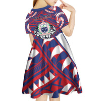 Personalised Samoa Gym Kid Short Sleeve Dress Muscle Samoan Tribal Waves - Polynesian Pride