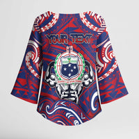 Personalised Samoa Gym Kimono Sleeve Blouse Muscle Samoan Tribal Waves - Polynesian Pride