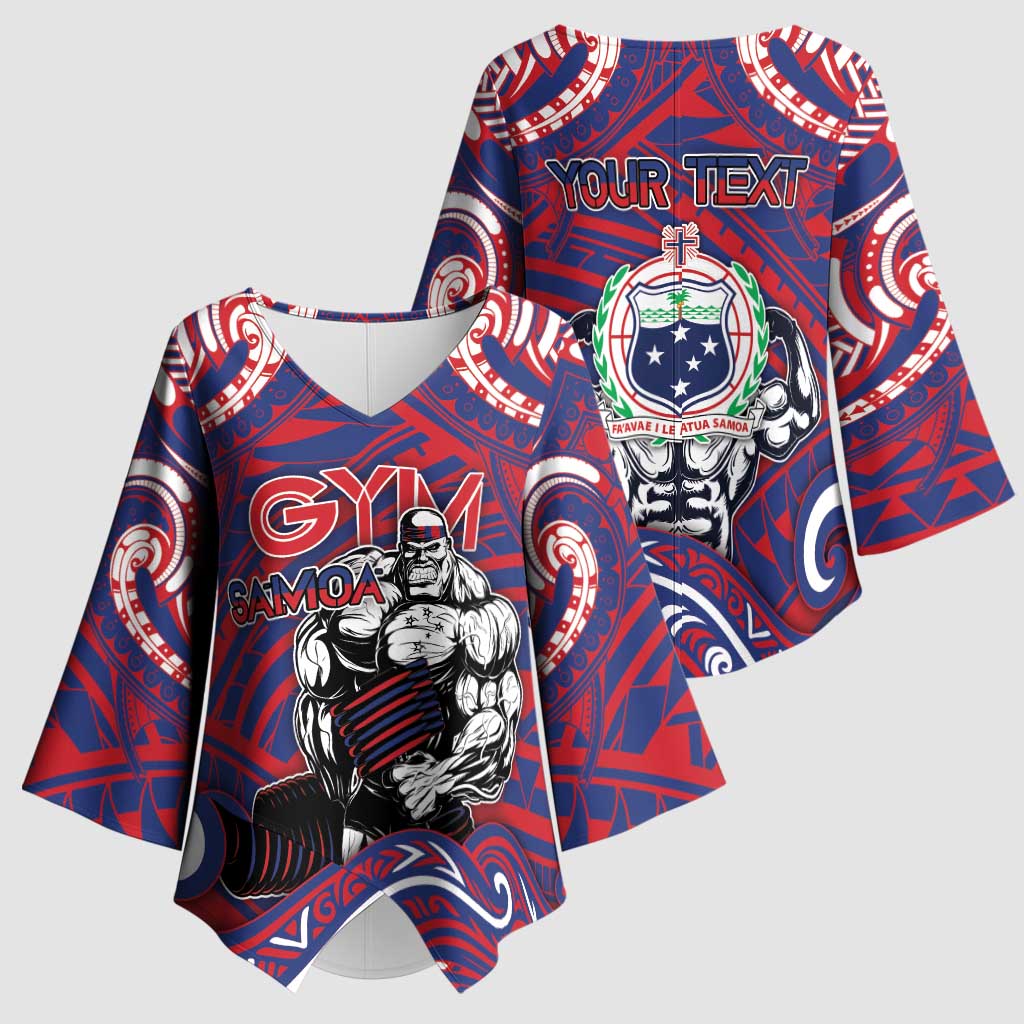 Personalised Samoa Gym Kimono Sleeve Blouse Muscle Samoan Tribal Waves - Polynesian Pride