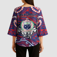 Personalised Samoa Gym Kimono Sleeve Blouse Muscle Samoan Tribal Waves - Polynesian Pride
