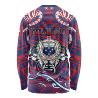 Personalised Samoa Gym Long Sleeve Shirt Muscle Samoan Tribal Waves - Polynesian Pride