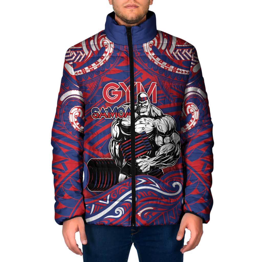 Personalised Samoa Gym Padded Jacket Muscle Samoan Tribal Waves - Polynesian Pride