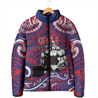 Personalised Samoa Gym Padded Jacket Muscle Samoan Tribal Waves - Polynesian Pride