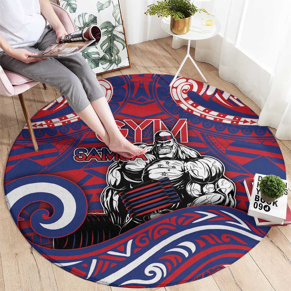 Samoa Gym Round Carpet Muscle Samoan Tribal Waves - Polynesian Pride