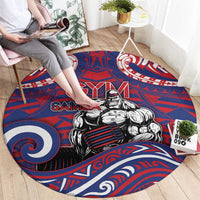 Samoa Gym Round Carpet Muscle Samoan Tribal Waves - Polynesian Pride