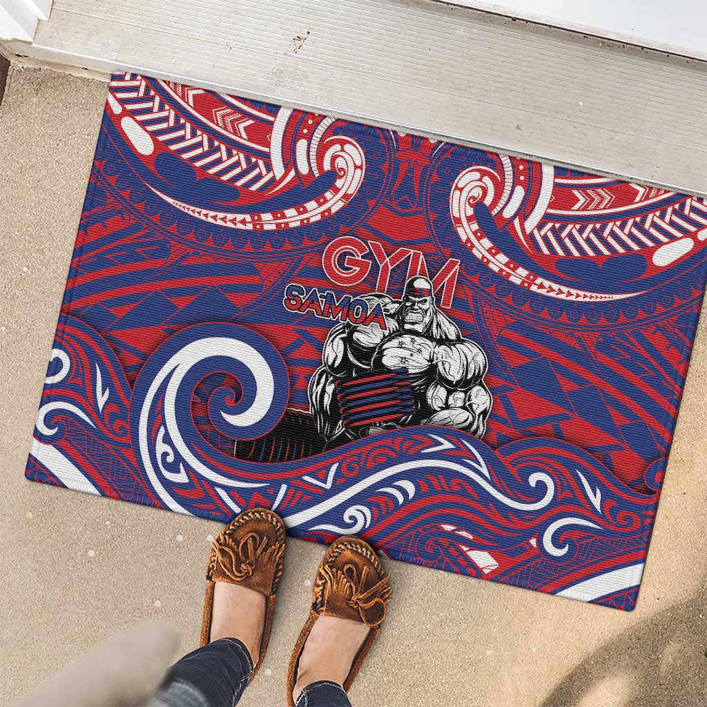 Samoa Gym Rubber Doormat Muscle Samoan Tribal Waves - Polynesian Pride