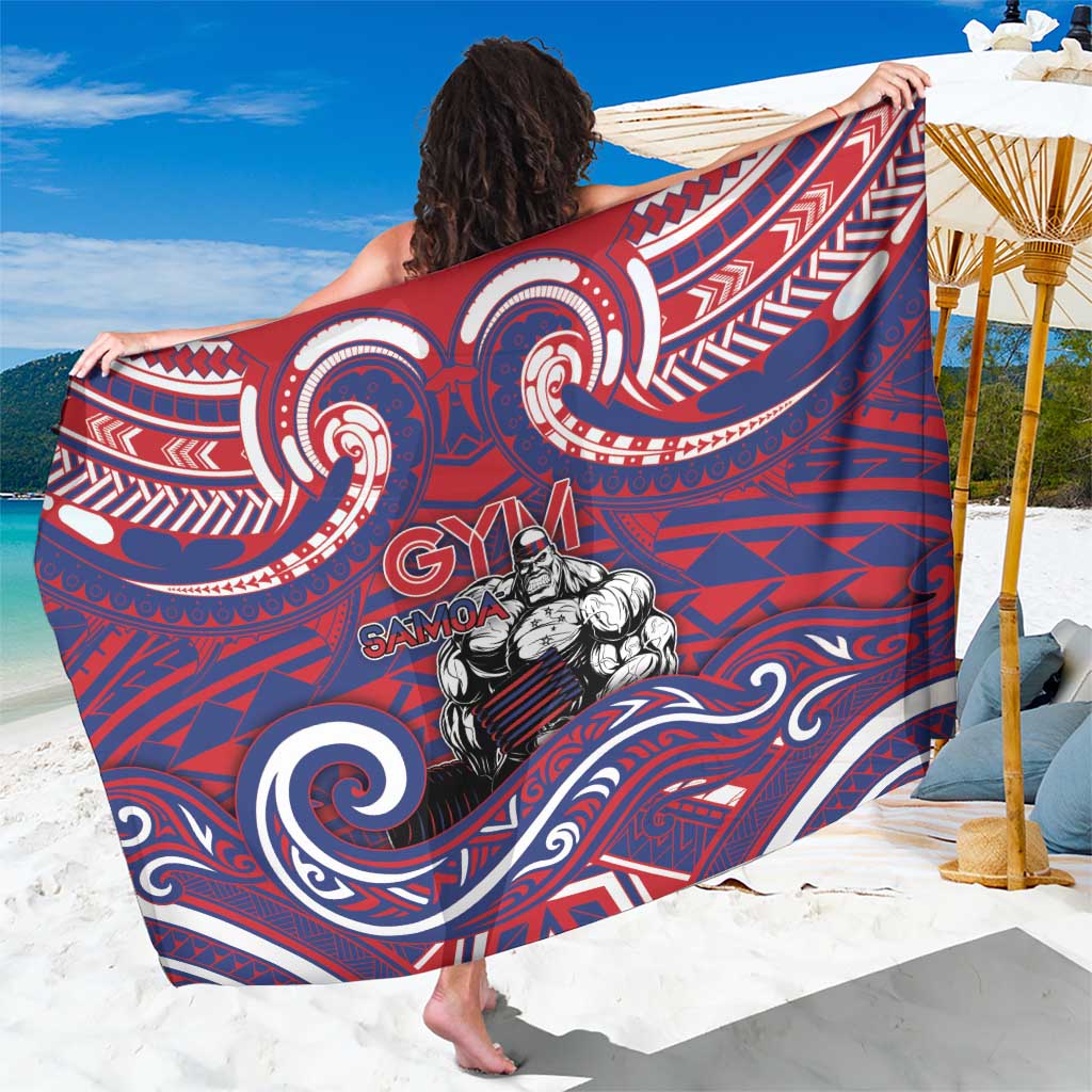 Samoa Gym Sarong Muscle Samoan Tribal Waves DT05 One Size 44 x 66 inches Navy - Polynesian Pride