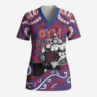 Personalised Samoa Gym Scrub Top Muscle Samoan Tribal Waves - Polynesian Pride