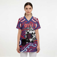 Personalised Samoa Gym Scrub Top Muscle Samoan Tribal Waves - Polynesian Pride