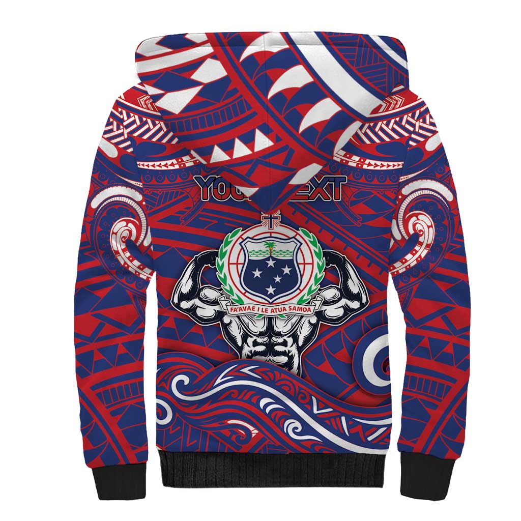 Personalised Samoa Gym Sherpa Hoodie Muscle Samoan Tribal Waves DT05 - Polynesian Pride
