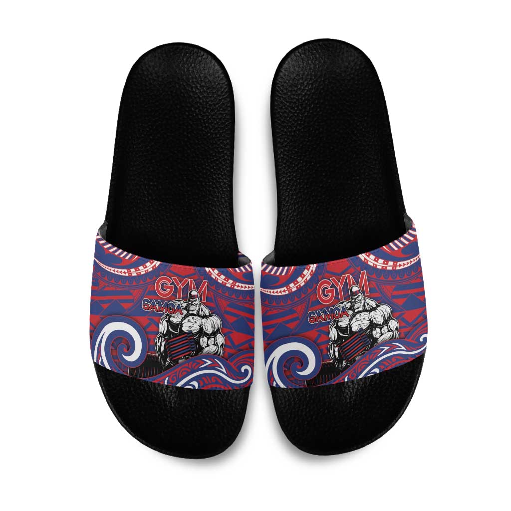Samoa Gym Slide Sandals Muscle Samoan Tribal Waves - Polynesian Pride