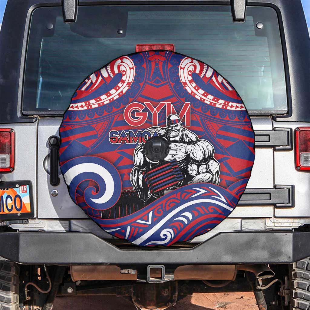 Samoa Gym Spare Tire Cover Muscle Samoan Tribal Waves DT05 Navy - Polynesian Pride