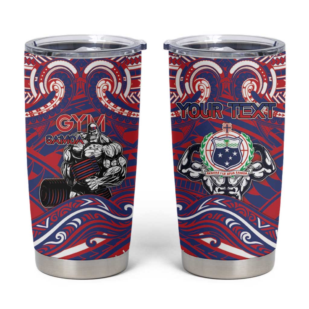 Personalised Samoa Gym Tumbler Cup Muscle Samoan Tribal Waves - Polynesian Pride