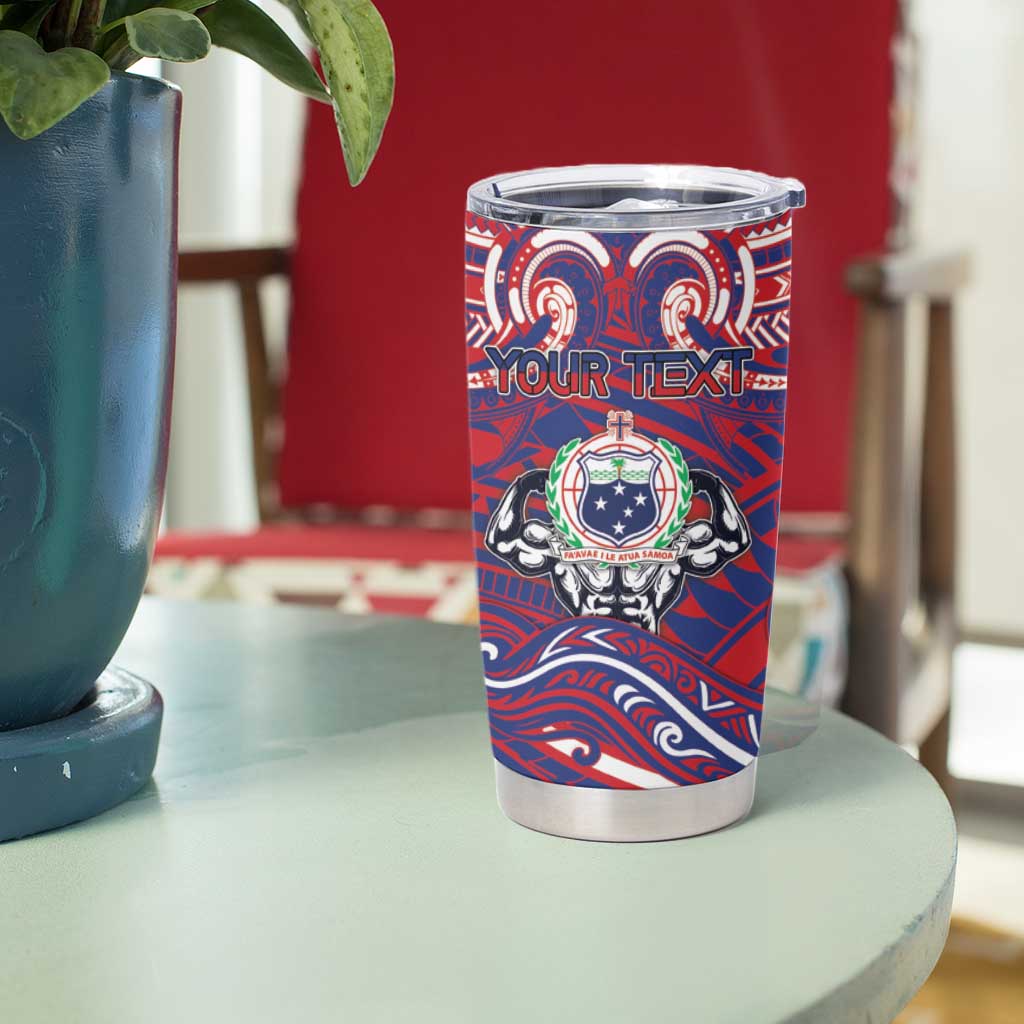 Personalised Samoa Gym Tumbler Cup Muscle Samoan Tribal Waves - Polynesian Pride