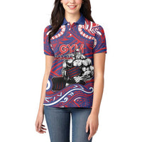 Personalised Samoa Gym Women Polo Shirt Muscle Samoan Tribal Waves - Polynesian Pride