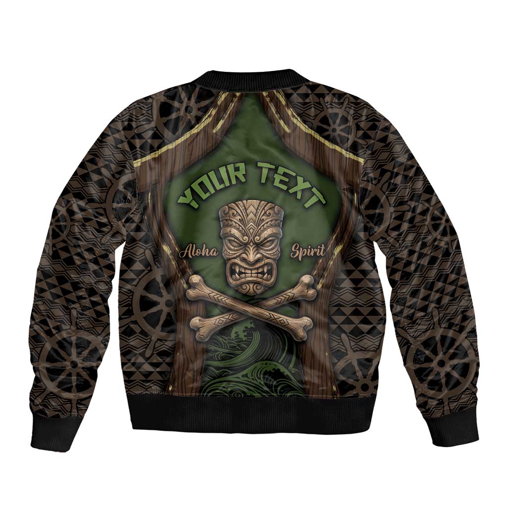 Personalised Hawaii Tiki Pirates Bomber Jacket Kakau Pattern Polynesian Style DT05 - Polynesian Pride