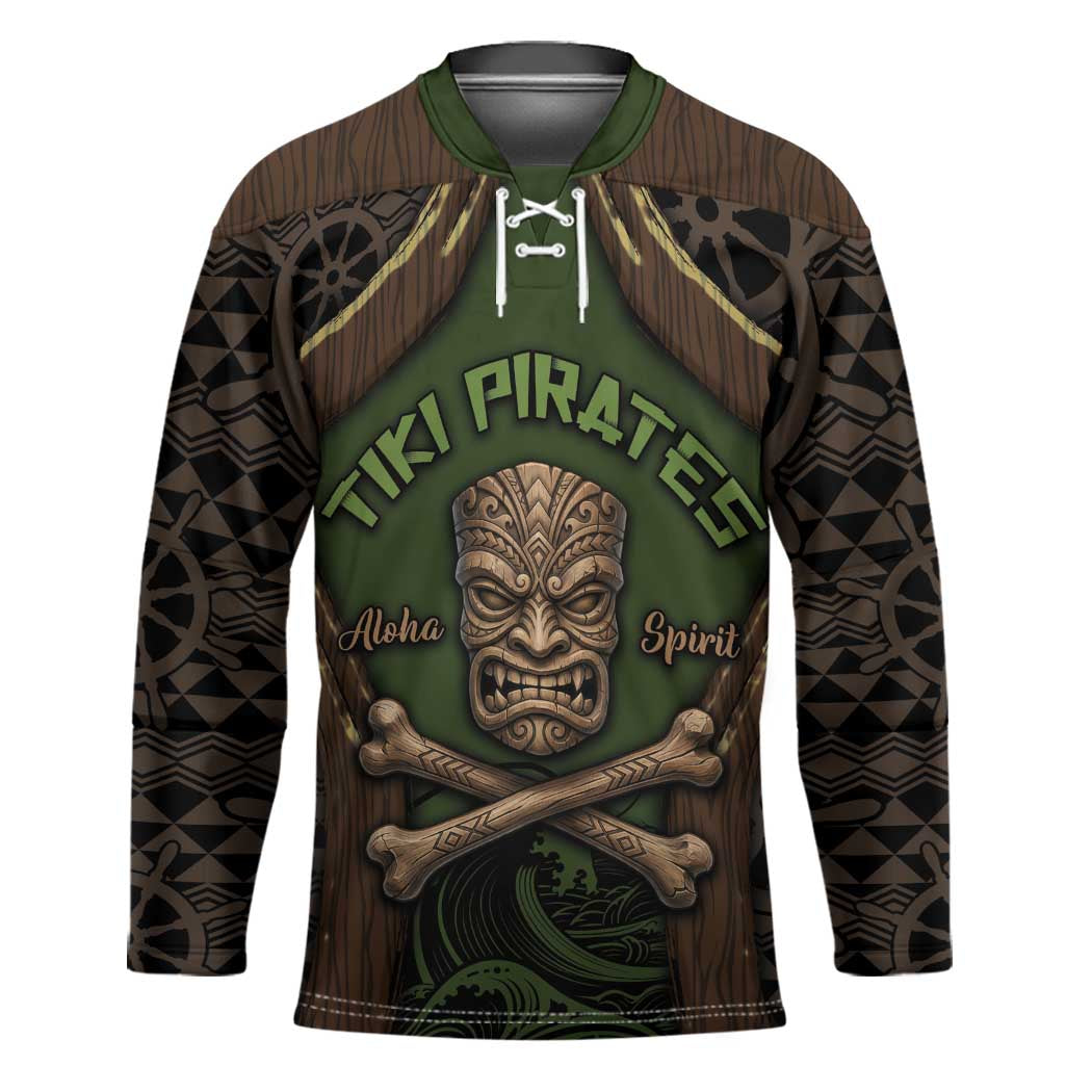 Personalised Hawaii Tiki Pirates Hockey Jersey Kakau Pattern Polynesian Style