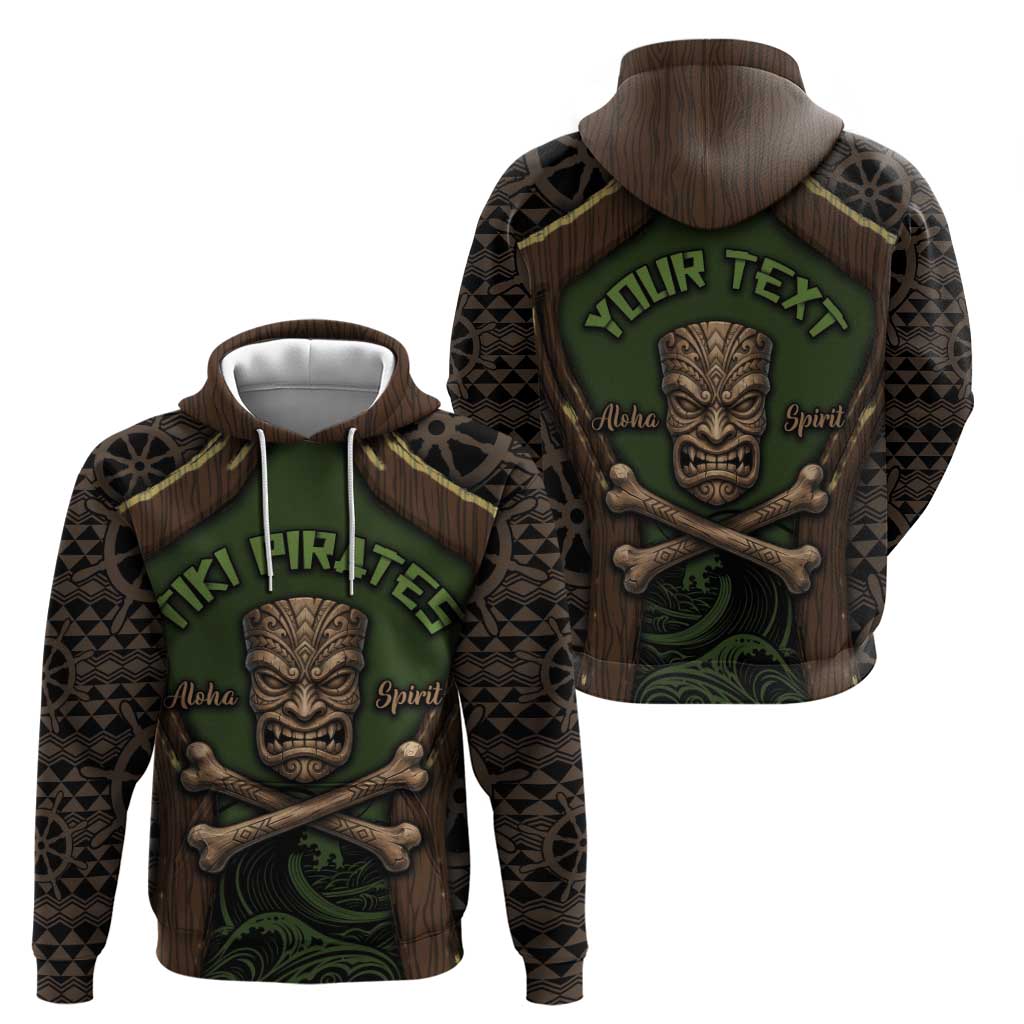 Personalised Hawaii Tiki Pirates Hoodie Kakau Pattern Polynesian Style