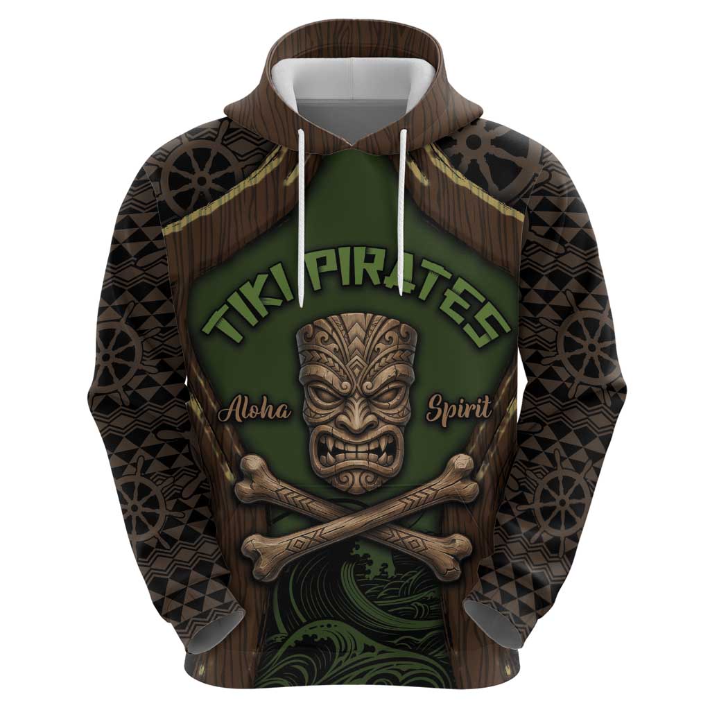 Personalised Hawaii Tiki Pirates Hoodie Kakau Pattern Polynesian Style