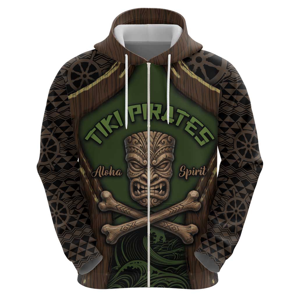 Personalised Hawaii Tiki Pirates Hoodie Kakau Pattern Polynesian Style