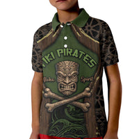 Personalised Hawaii Tiki Pirates Kid Polo Shirt Kakau Pattern Polynesian Style