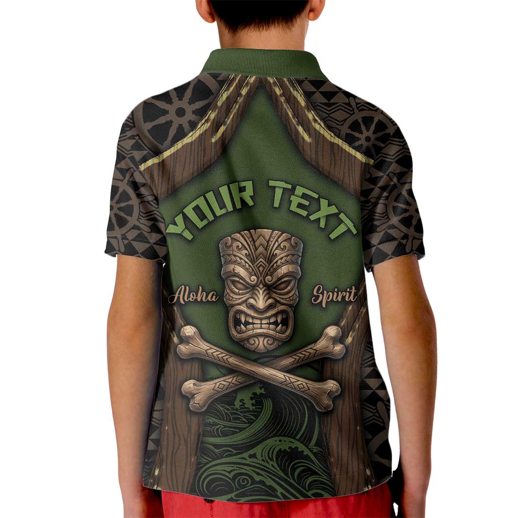 Personalised Hawaii Tiki Pirates Kid Polo Shirt Kakau Pattern Polynesian Style