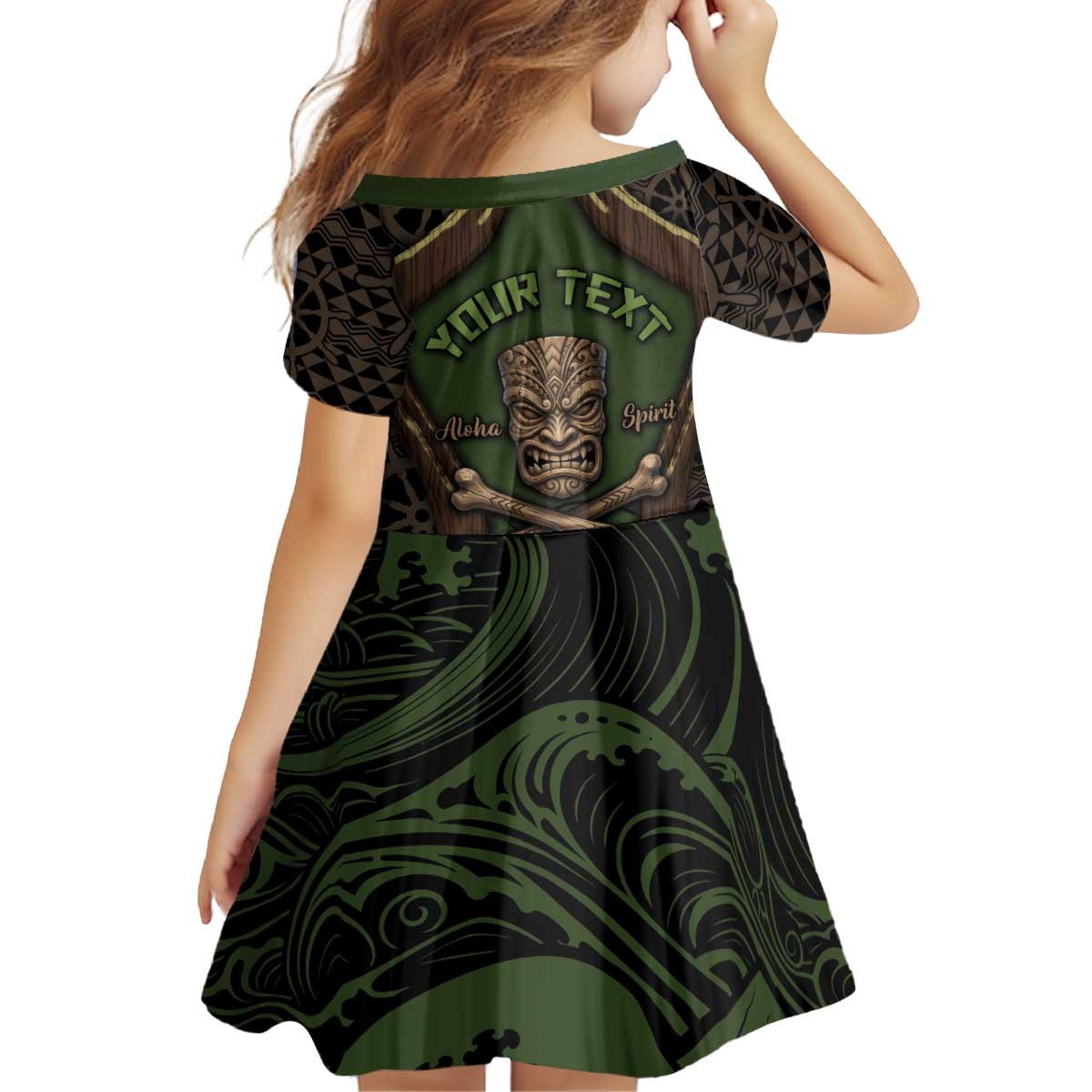 Personalised Hawaii Tiki Pirates Kid Short Sleeve Dress Kakau Pattern Polynesian Style DT05 - Polynesian Pride