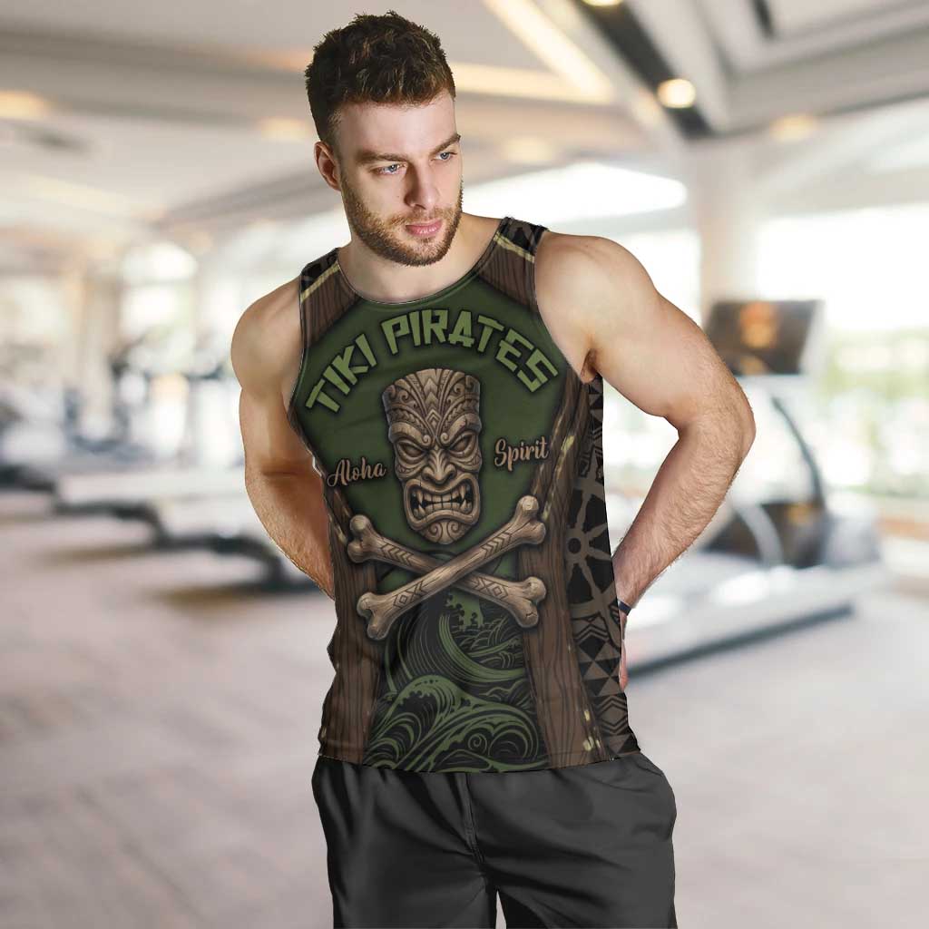 Personalised Hawaii Tiki Pirates Men Tank Top Kakau Pattern Polynesian Style
