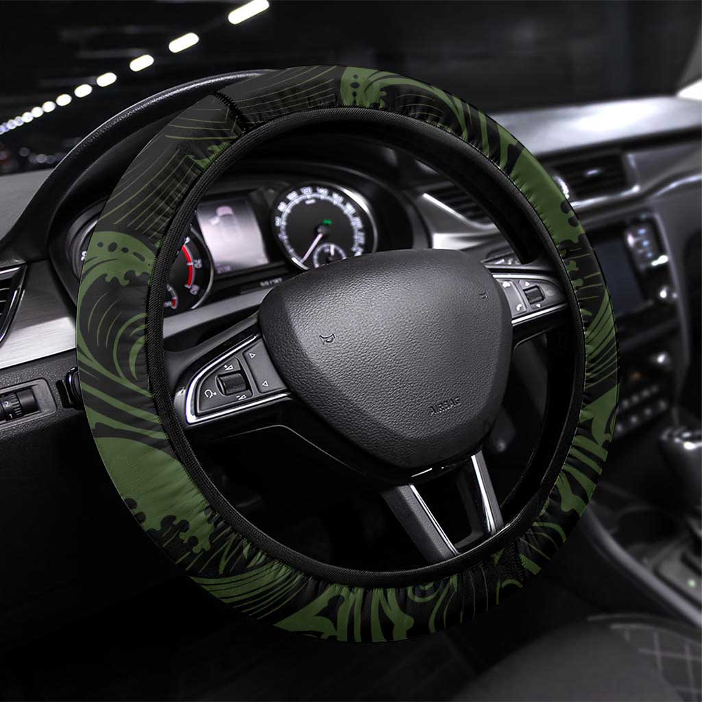 Hawaii Tiki Pirates Steering Wheel Cover Kakau Pattern Polynesian Style