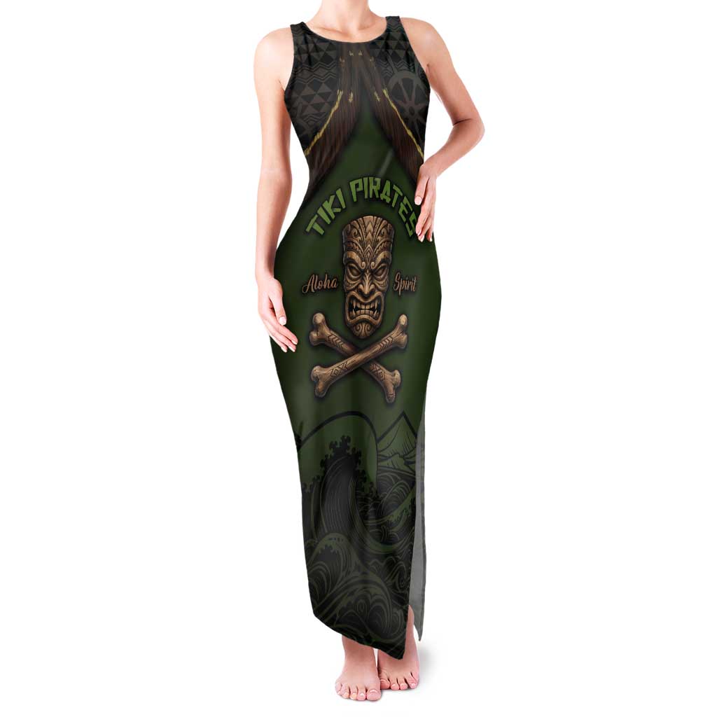 Personalised Hawaii Tiki Pirates Tank Maxi Dress Kakau Pattern Polynesian Style