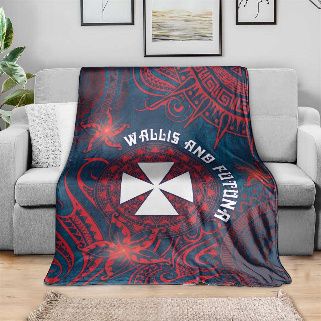 Wallis And Futuna Blanket Hibiscus Polynesian Tribal Pattern