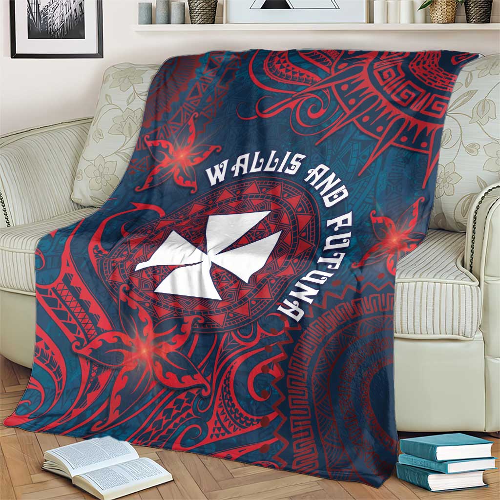 Wallis And Futuna Blanket Hibiscus Polynesian Tribal Pattern