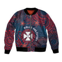 Personalised Wallis And Futuna Bomber Jacket Hibiscus Polynesian Tribal Pattern DT05 Unisex Navy - Polynesian Pride