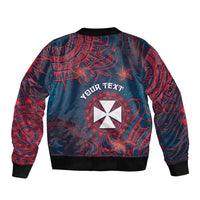 Personalised Wallis And Futuna Bomber Jacket Hibiscus Polynesian Tribal Pattern DT05 - Polynesian Pride