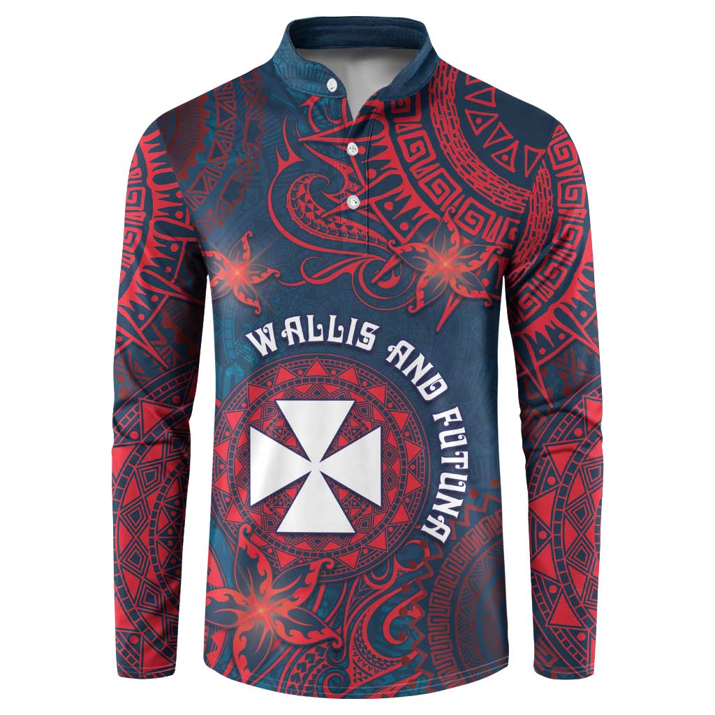 Personalised Wallis And Futuna Button Sweatshirt Hibiscus Polynesian Tribal Pattern DT05 Navy - Polynesian Pride