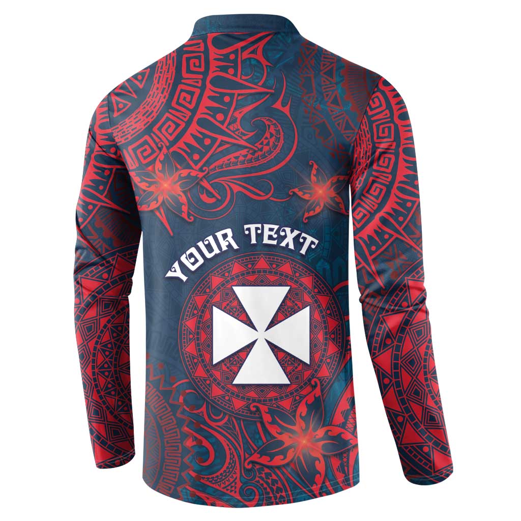 Personalised Wallis And Futuna Button Sweatshirt Hibiscus Polynesian Tribal Pattern