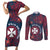 Personalised Wallis And Futuna Couples Matching Short Sleeve Bodycon Dress and Long Sleeve Button Shirt Hibiscus Polynesian Tribal Pattern