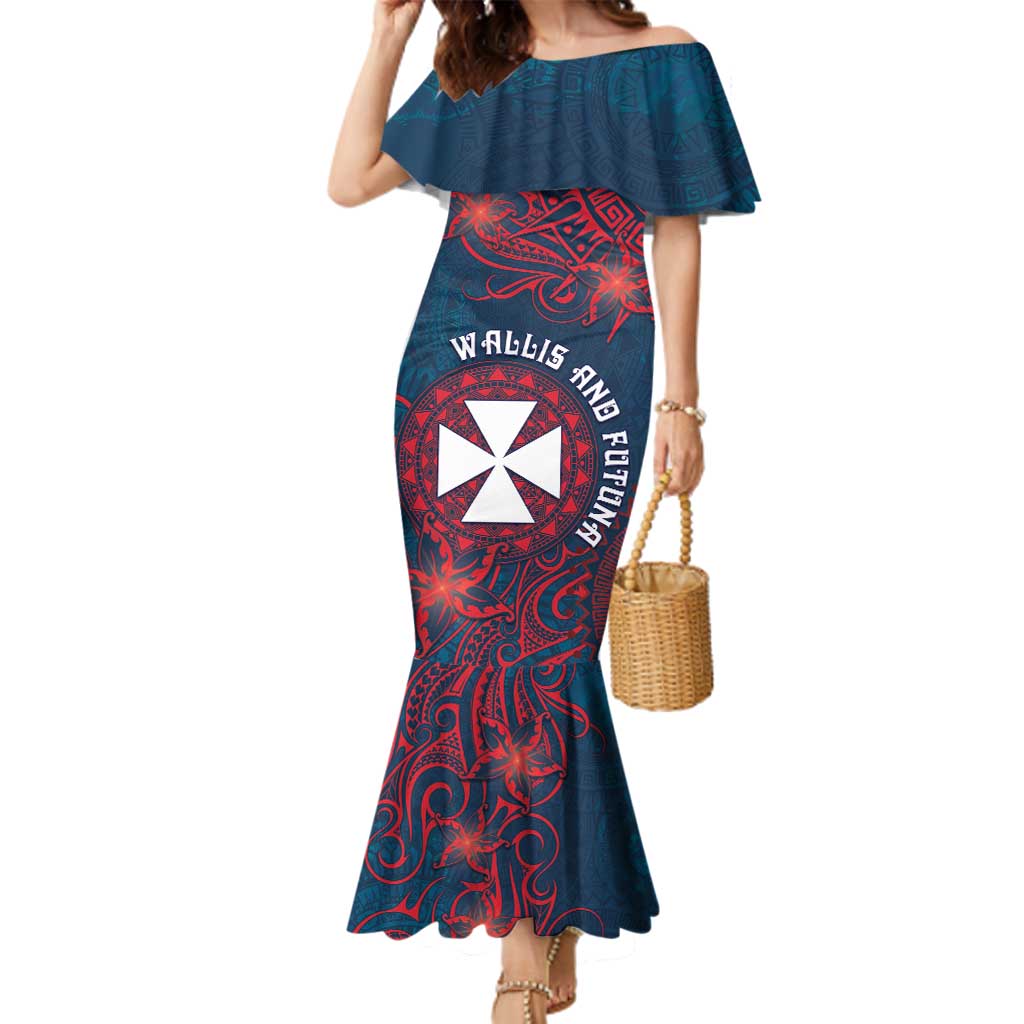 Personalised Wallis And Futuna Family Matching Mermaid Dress and Hawaiian Shirt Hibiscus Polynesian Tribal Pattern