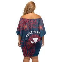 Personalised Wallis And Futuna Family Matching Off Shoulder Short Dress and Hawaiian Shirt Hibiscus Polynesian Tribal Pattern