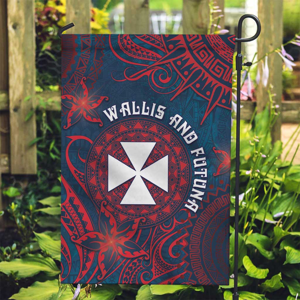 Wallis And Futuna Garden Flag Hibiscus Polynesian Tribal Pattern